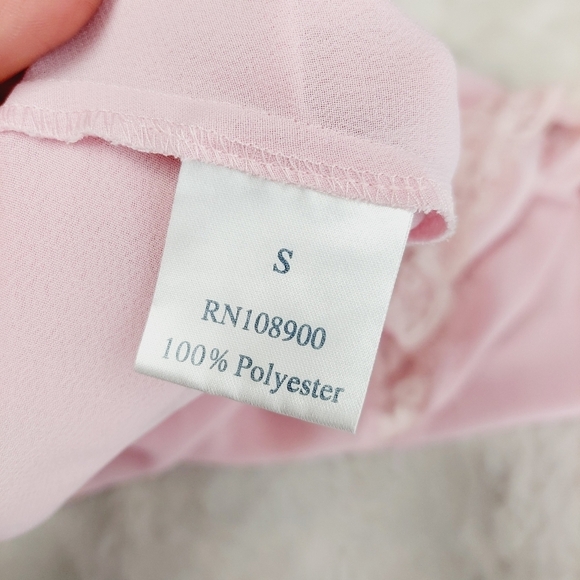 Bed of Roses Pink Polyester Lace Sleeveless Strappy Mini Dress 5095 - Picture 6 of 7